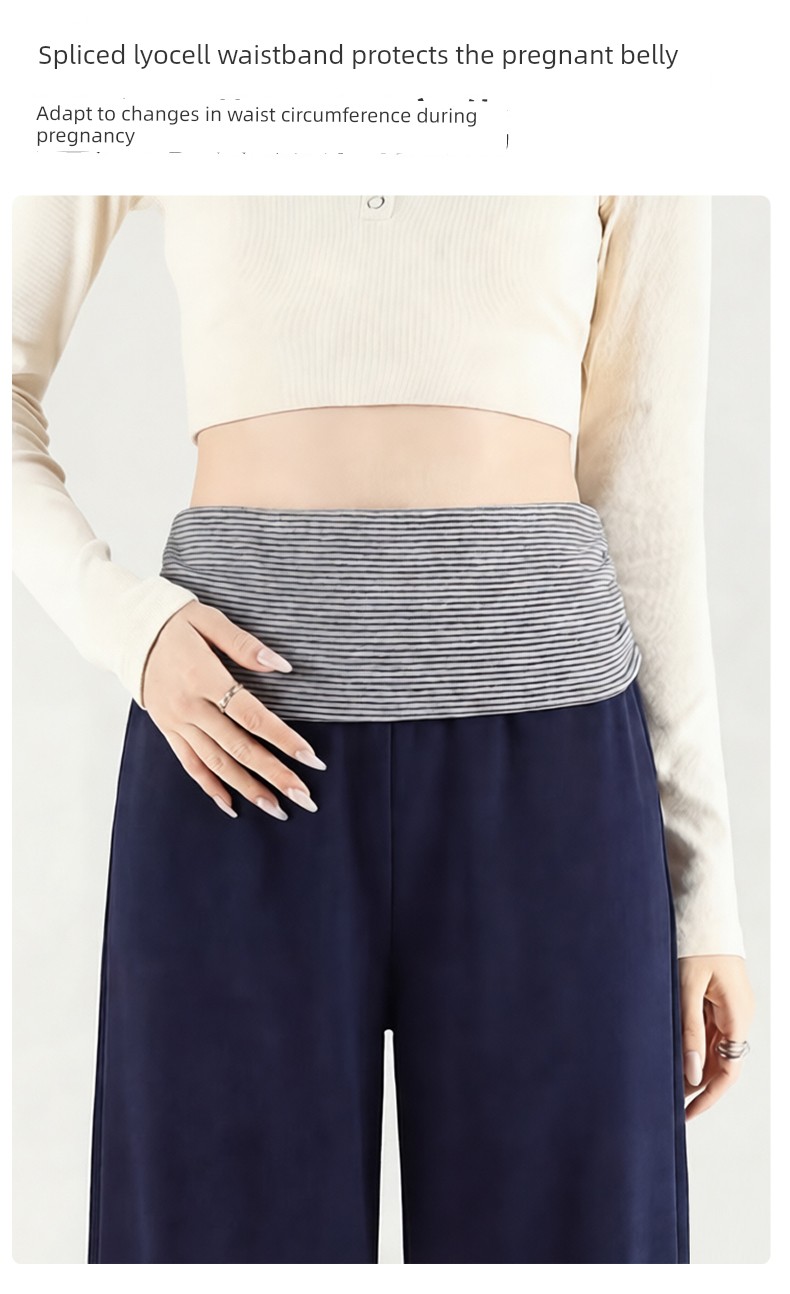 Jq Jingqi Maternity Pants for Autumn and Winter, New Style Lyocell Wide-Leg Pants, Non-Tightening Long Pants for Pregnant Women — 4