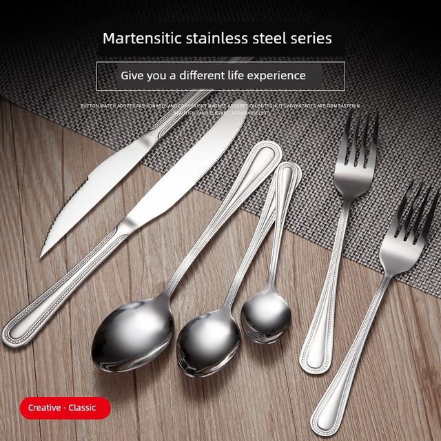 Stainless steel Western dining tableware beads and knife and fork spoon full series of creative desserts knife and fork big meal main meal spoon coffee spoon