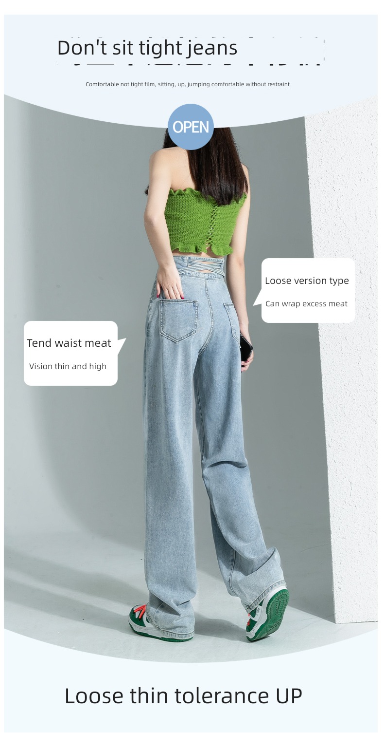 High waist 2022 new pattern easy Straight cylinder Jeans