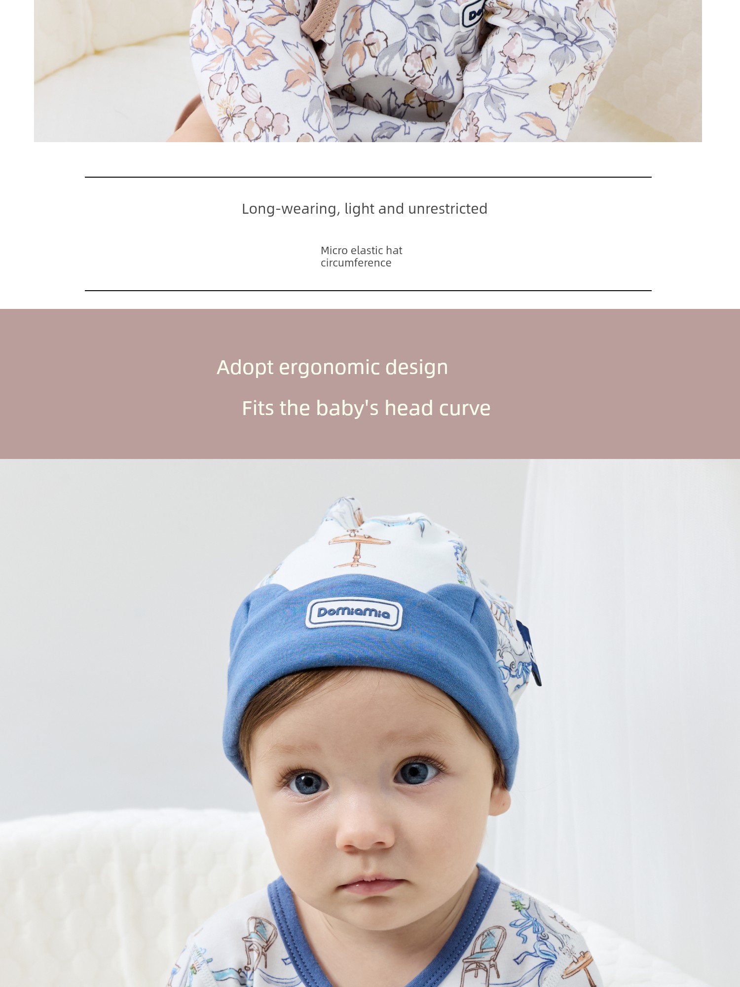 Domiamia Baby Hat Newborn 0-6 Months Old Baby Cotton Hat Cute Full Moon Hundred-Day Headwear — 4