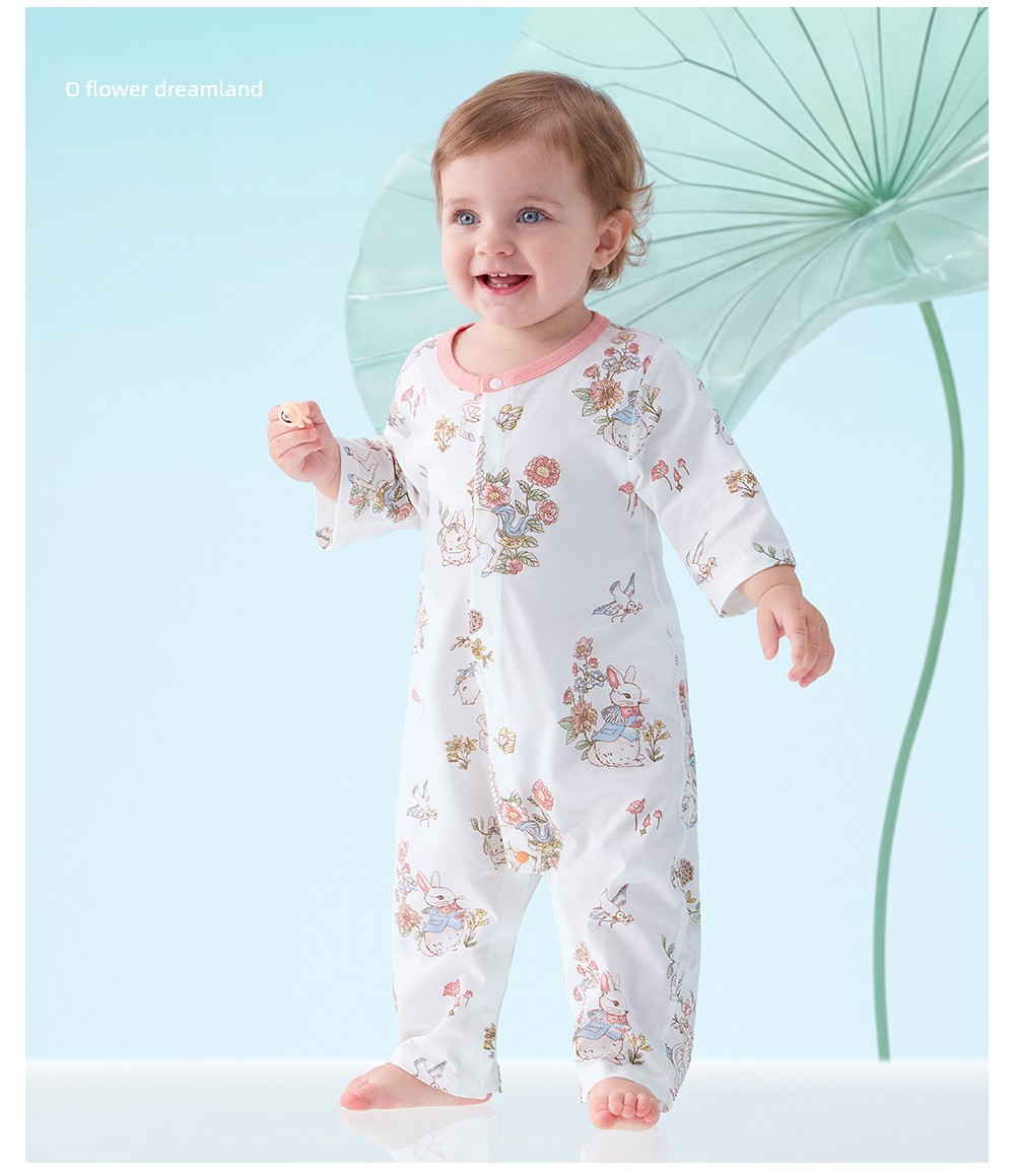Beitais [Little Cool Skin] Baby Clothes Summer Thin Style Baby Romper Three-Quarter Sleeve Pajamas Pure Cotton Air Conditioning Suit — 33