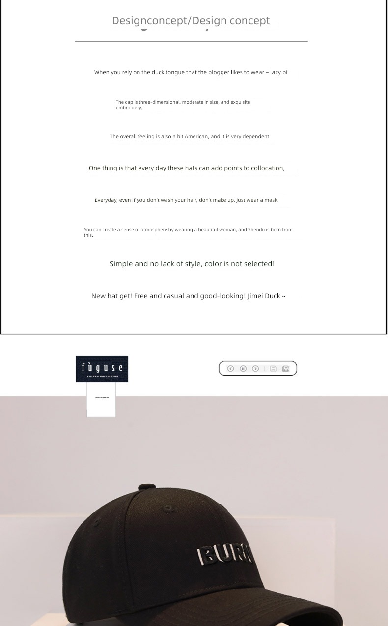 Korean version Embroidery letter Chaopai ins Hardtop Hat