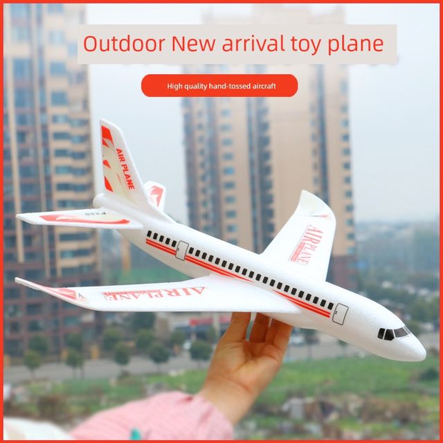 Internet celebrity outdoor toy foam aircraft hand-dumping children's model glider model aircraft assembled passenger aircraft spiral glowing