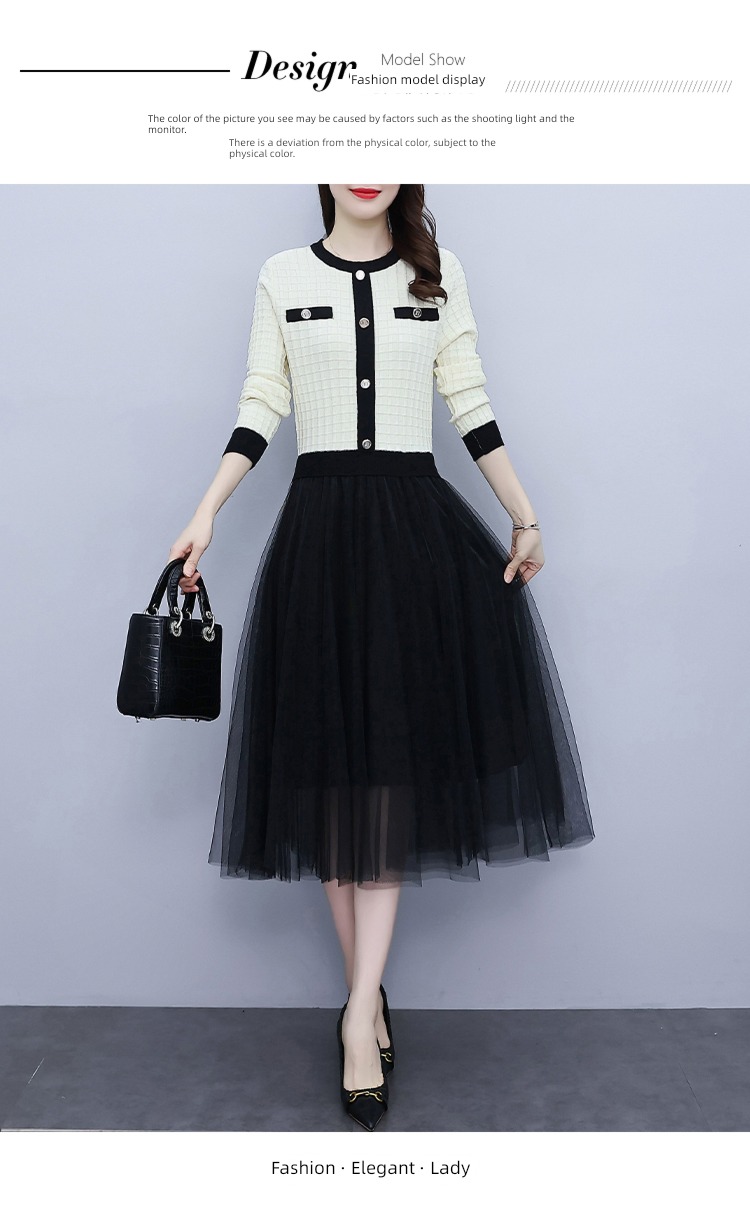 Little fragrance ma'am Autumn and winter Show thin sweater Fake two