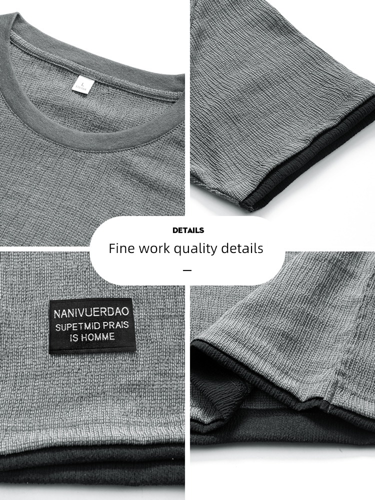 Ice silk feeling man flax quick-drying Solid color Short sleeve T-shirt