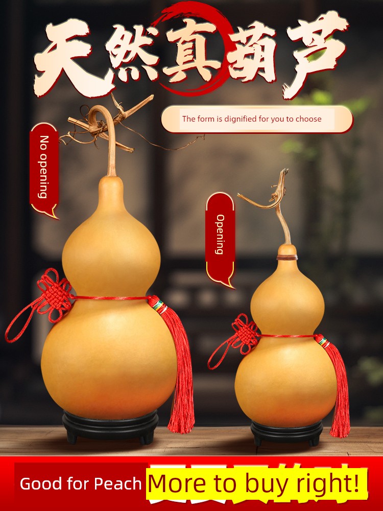 Natural Gourd Ornament with a Dragon Head for Attracting Wealth, Suitable for Entryway, Living Room, and Home Decoration, Auspicious Knot Hanging Ornament, Genuine Collectible Gourd