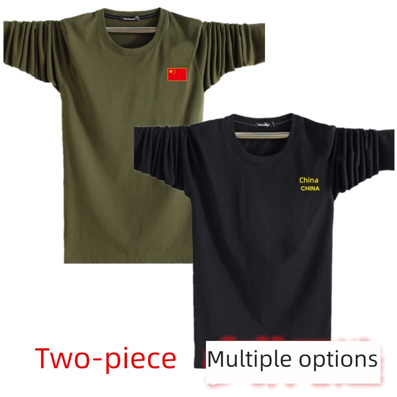 2 piece motion leisure time Big size pure cotton middle age Long sleeve T-shirt