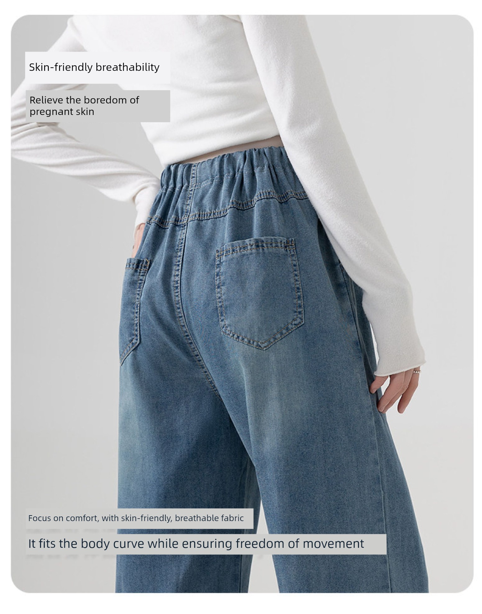Maternity Pants for Summer, Thin and Loose-Fitting, Slimming Tencel Jeans, Summer Wide-Leg Pants Without Belly Support for Petite Sizes — 8