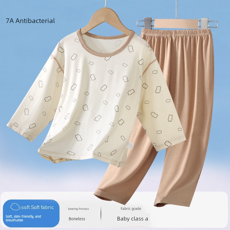 Modal Kids Pajamas Spring and Summer Thin Boys' Home Wear Boys Intimates Suit Teen Autumn Clothes Long Johns — 7