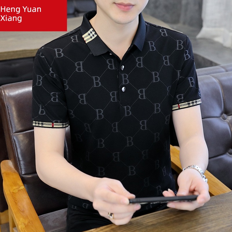 hyz  high-end man leisure time business affairs Short sleeve T-shirt