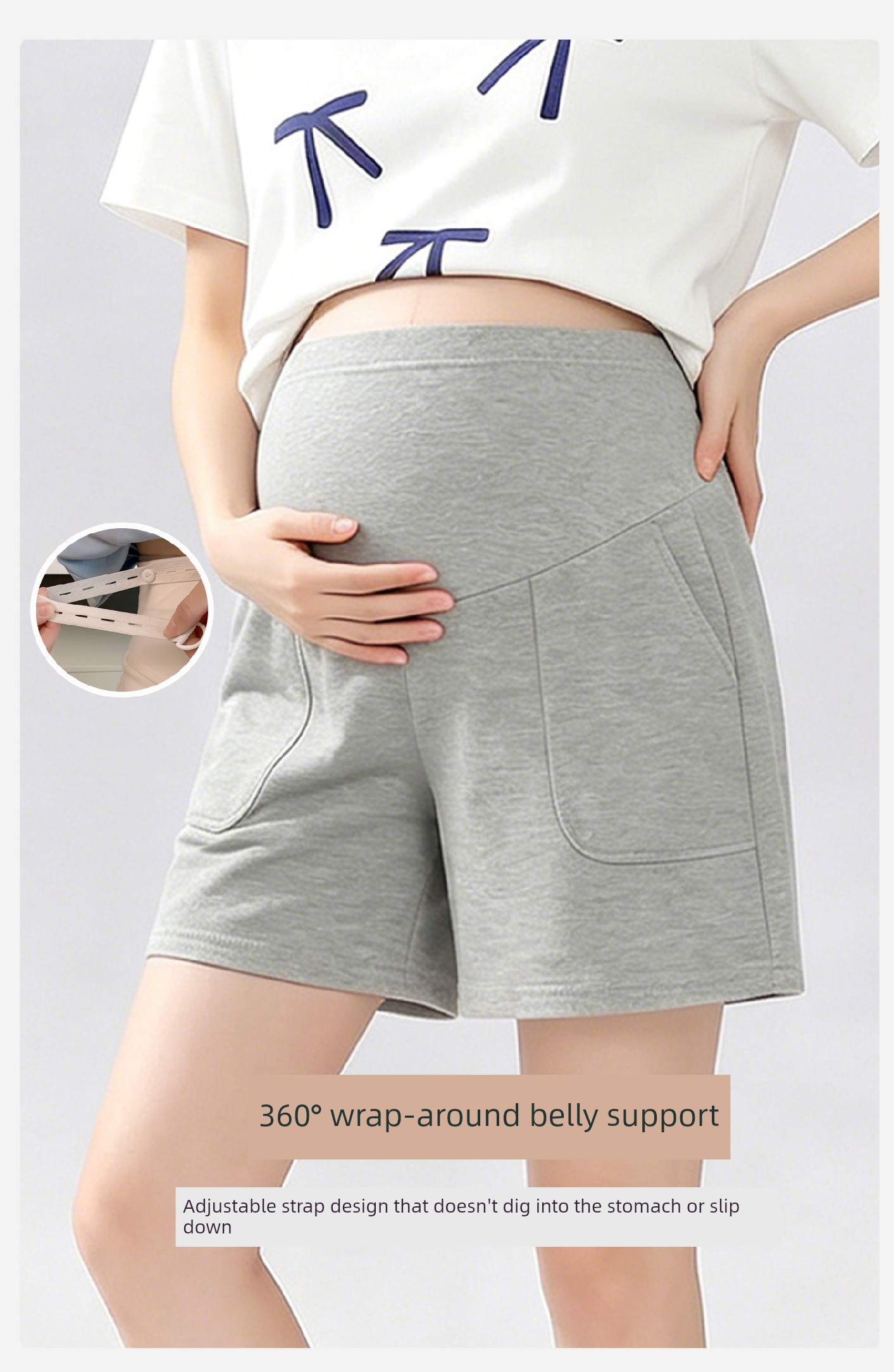 Jq Jingqi Maternity Shorts for Summer 2026 New Thin Style Five-Point Pants, Non-Tightening on the Belly during Pregnancy, Maternity Wear — 3