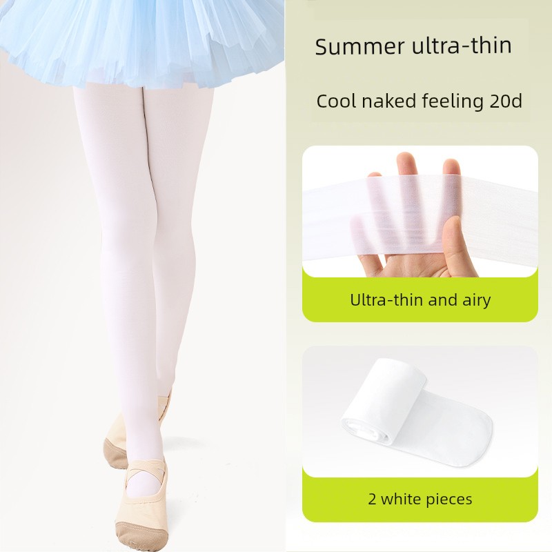361 ° Children's Dance Tights for Practice, Spring and Autumn Style, White Pantyhose for Girls' Dance Exams — 5