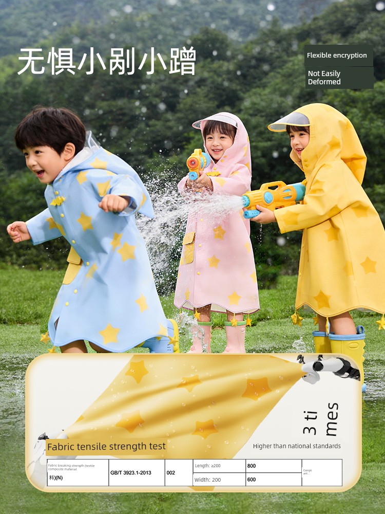 Star Little Shark Children's Raincoat and Rain Shoe Set for Boys and Girls, Waterproof Cartoon Rain Boots, Non-Slip Water Shoes — 4