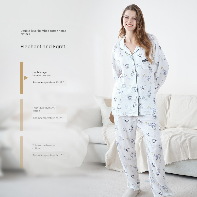 Cutelife Women's Bamboo Cotton Pajamas Suit Confinement Clothing — 8