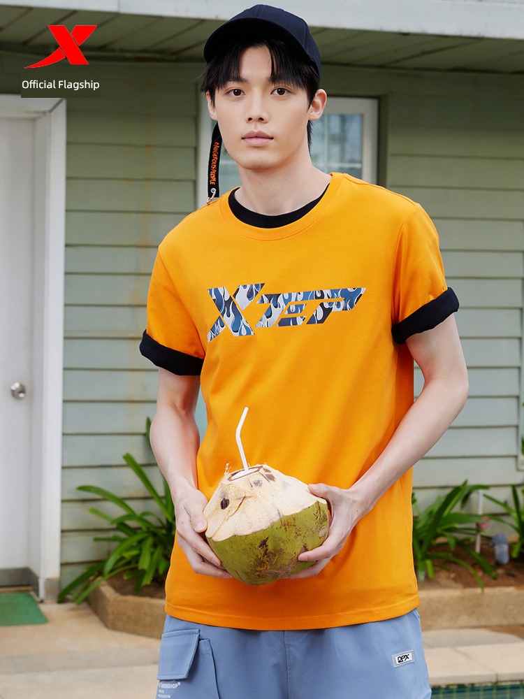 XTEP male large LOGO easy leisure time Compassionate Short sleeve