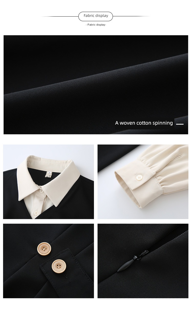 Autumn and winter Academic atmosphere teacher interview Shirt skirt Fake two
