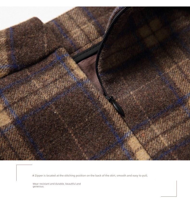 female Autumn and winter Retro wool Korean version High waist skirt
