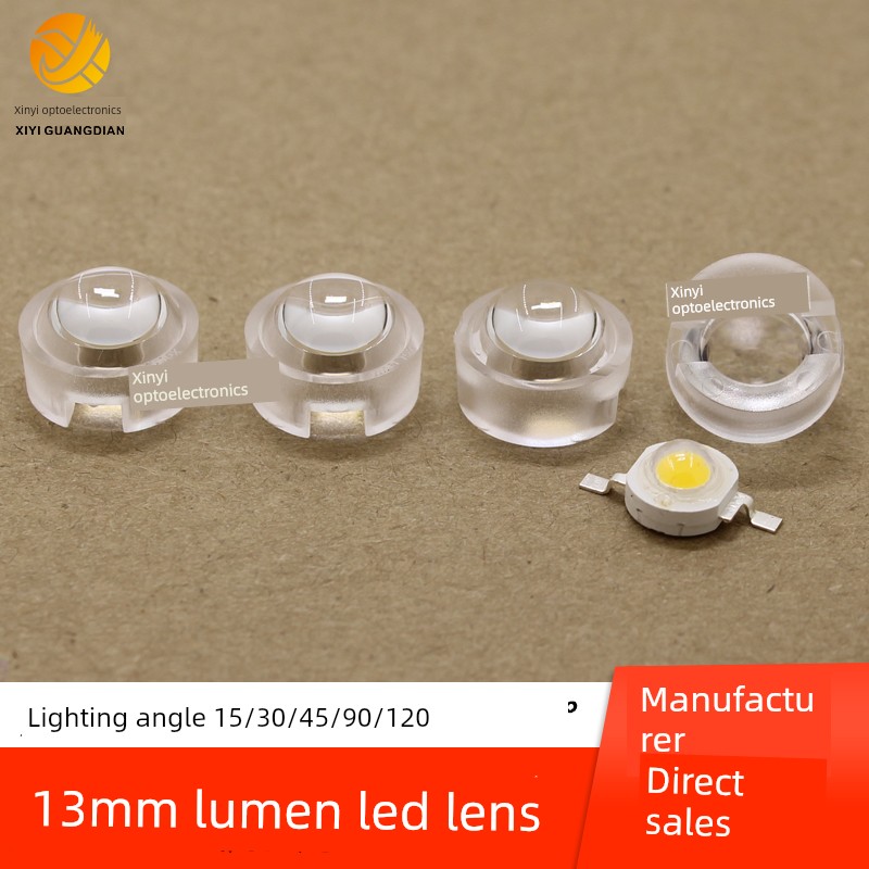 13mm Led 1W 3W Lumen Lamp Beads Spotlight Lens 15 30 45 90 120 Degree Mini Small Lens Convex