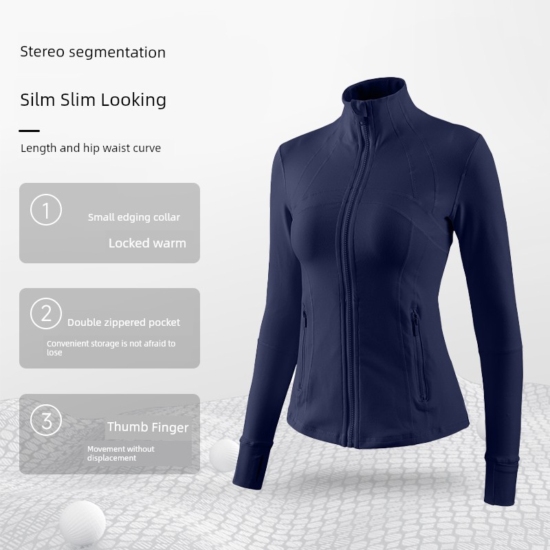 MLD Sports Outwear Women's Spring Stand Collar Zipper Slim Fit Slim Looking Long Sleeve Yoga Wear Running Training Workout Top