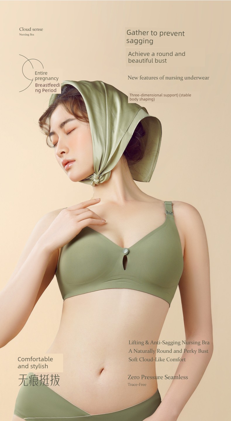 Wu Yuan Nursing Bra Anti-SAG Push up Postpartum Summer Thin Nursing Special Nursing Intimates Pregnant Women Big Chest Special — 3