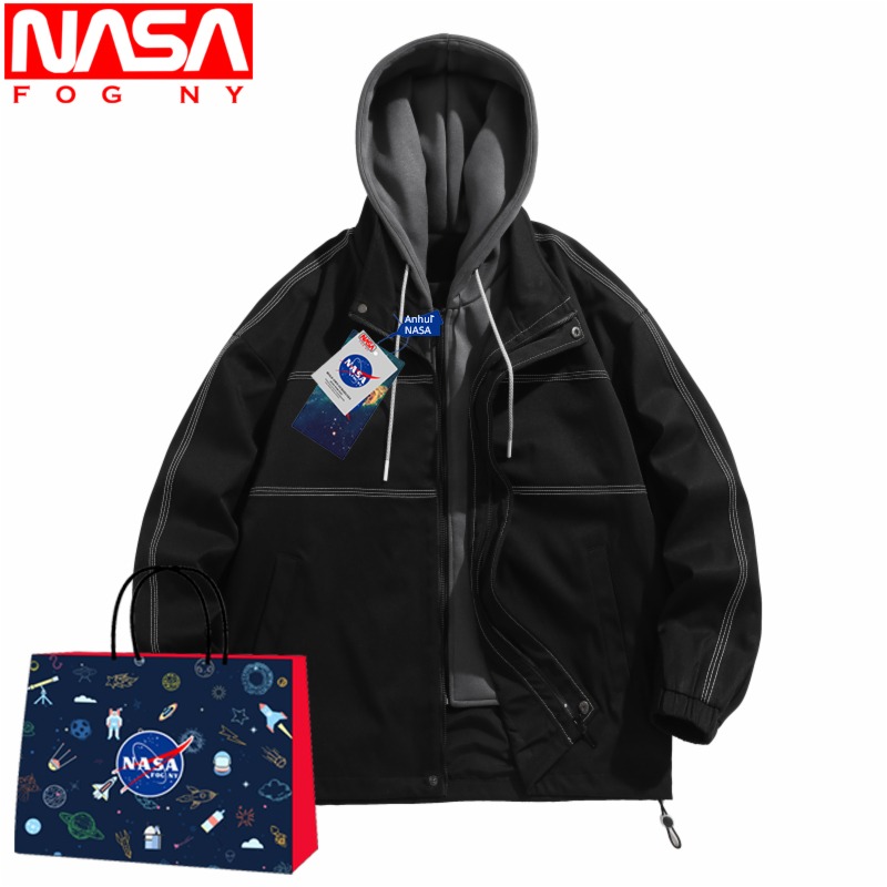 NASA   FOG   NY autumn Hooded man loose coat