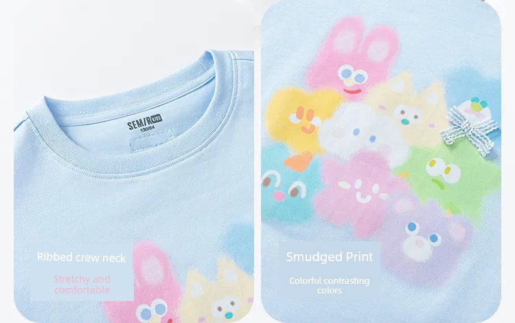 Semir Children's Short-Sleeve T-Shirt 2025 Summer New Style Comfortable Loose Printed Girls' Clothing with a Unique Design — 28