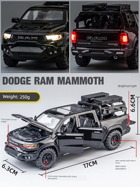 Dodge Tyrannosaurus Rex Pickup Alloy Car Model Boy Gift Ornaments Collection 1 32 Simulation Metal Toy Car