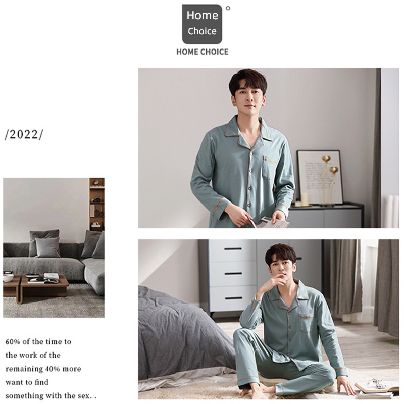 NGGGN man pure cotton Big size youth Autumn and winter pajamas