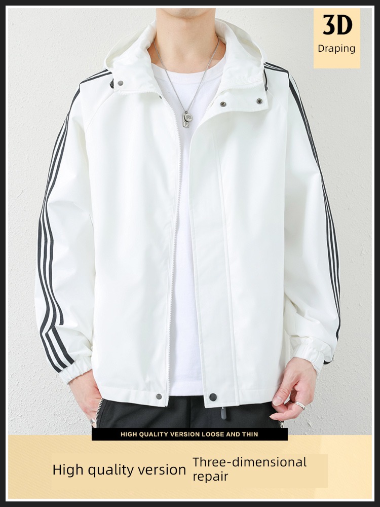 Chaopai easy stripe winter Hooded Jacket loose coat