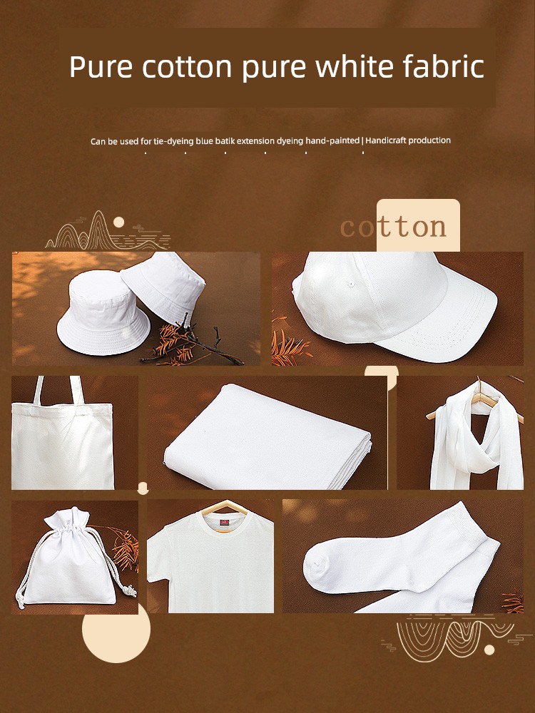 Tie Dye White Body Fabric Pure Cotton Hand Towel Handkerchief T-shirt Scarf Canvas Bag Cotton Hat Pillow Batik DIY Material