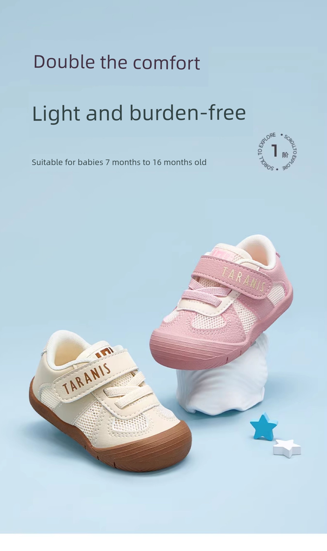 Tyrannis Children's Shoes 101 Step-Pre-Walking Shoes for Boys, Soft-Soled Newborn Shoes for Girls, Breathable and Comfortable Infant Shoes — 2
