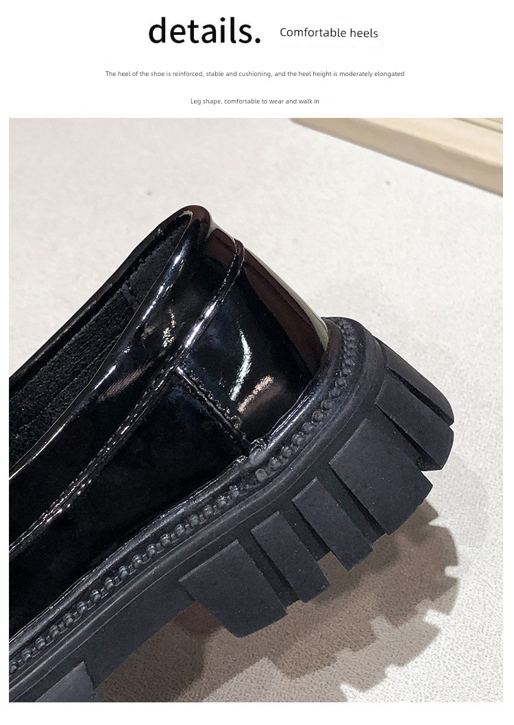 Black Leather Shoes for Girls, Academy Style, Suitable for Pairing with Skirts, Soft-Soled Performance Shoes, Thick-Soled Height-Increasing Summer Shoes — 8