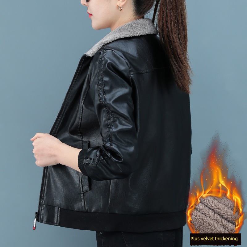 loose coat female American style Retro Plush Jacket jacket locomotive