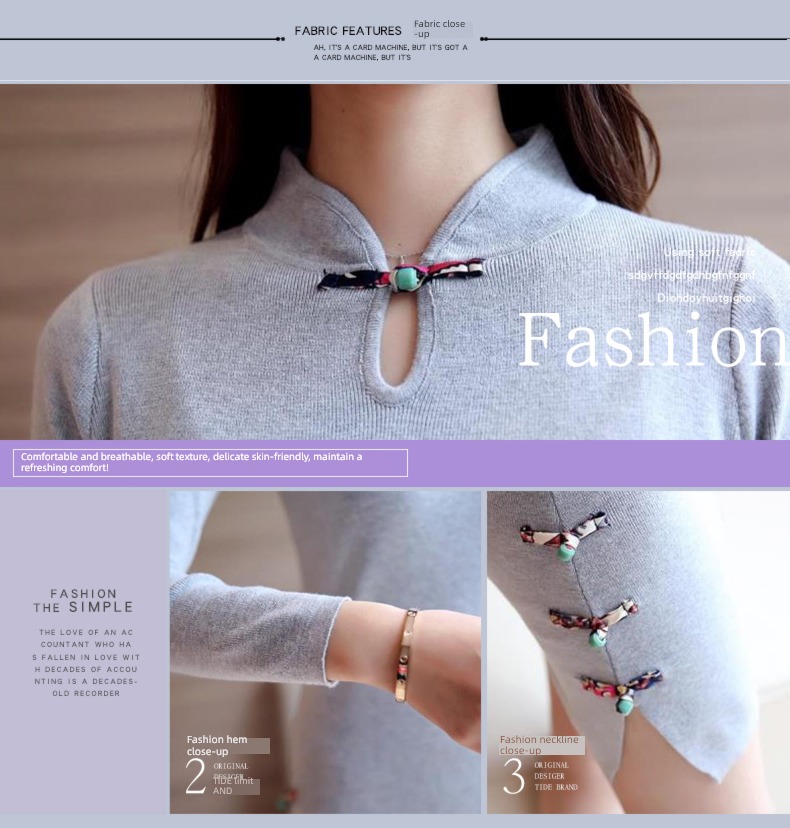 wedding Cheongsam collar ethnic style Condom Women sweater
