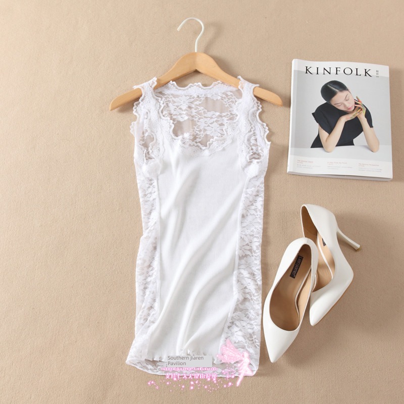 back Hollow out Self-cultivation lace female jacket Halter tops