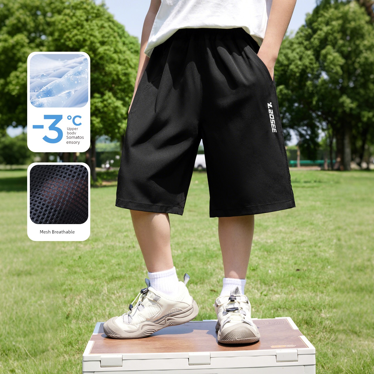 Zuoxi Children's Clothing Boys' Shorts Summer Thin Cool Breathable Pants 2026 New Children's Summer Five-Point Pants Trendy — 4