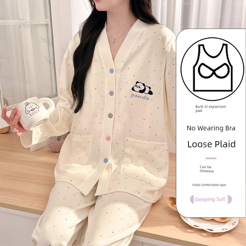 With Chest Pad Pure Cotton Spring and Autumn Nursing Clothing Confinement Clothing — 1