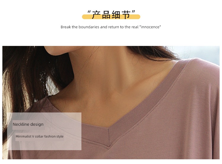 modal  Spring and Autumn Over the knee Solid color Korean version Nightdress
