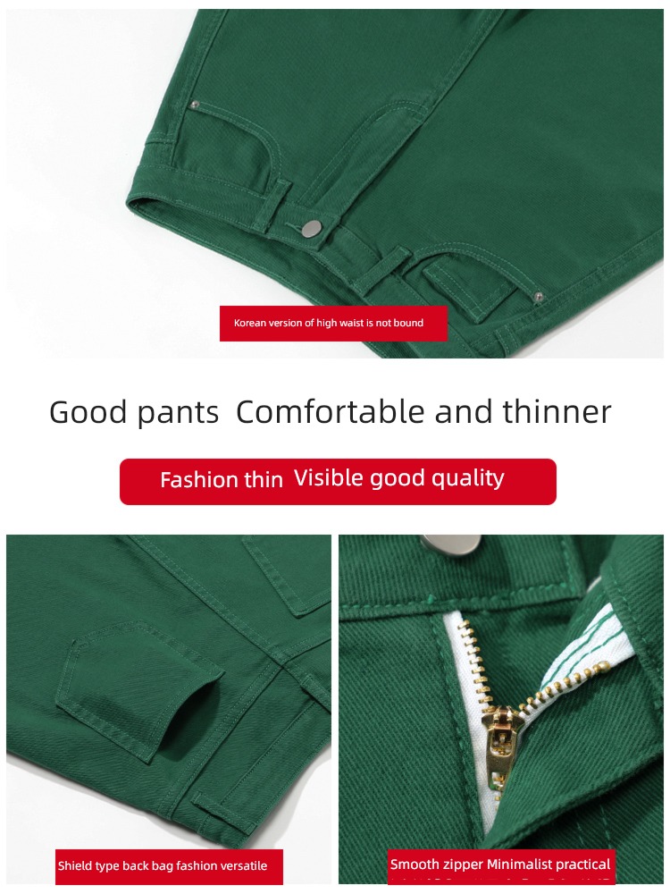2022 The new High waist leisure time green Denim shorts