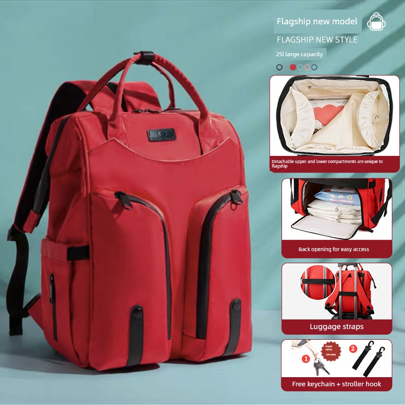 Fashionable Mommy Bag, Dual-Shoulder Backpack for Mother and Baby, with Separate Wet and Dry Compartments, Large Capacity, Lightweight and Multifunctional — 3