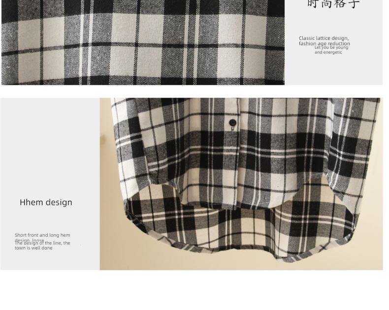Wear out lattice Long sleeve easy Retro Hong Kong flavor shirt