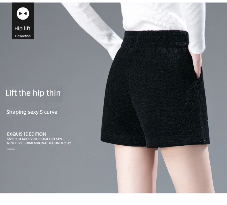 chenille  Autumn and winter High waist A word leisure time shorts
