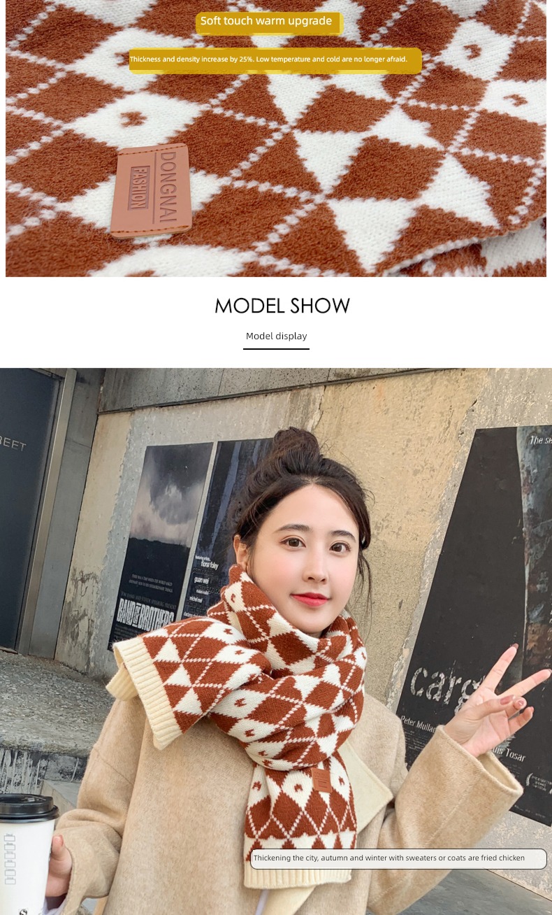 female Autumn and winter fashion high-grade lovers lattice scarf