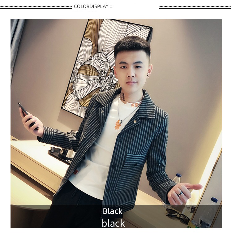 Chaopai Autumn and winter stripe Wool Little coat jacket
