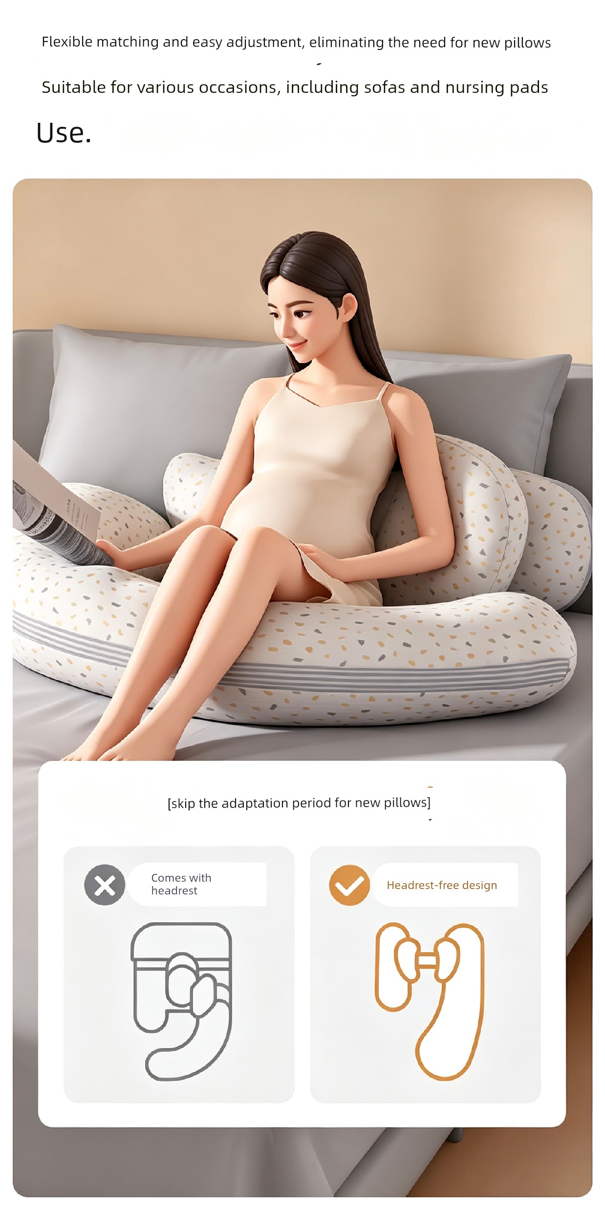 Invebaby Pregnancy Pillow for Waist Support, Side Sleeping, and Belly Support, Special Pillow for Sleeping during Pregnancy, Gift — 10