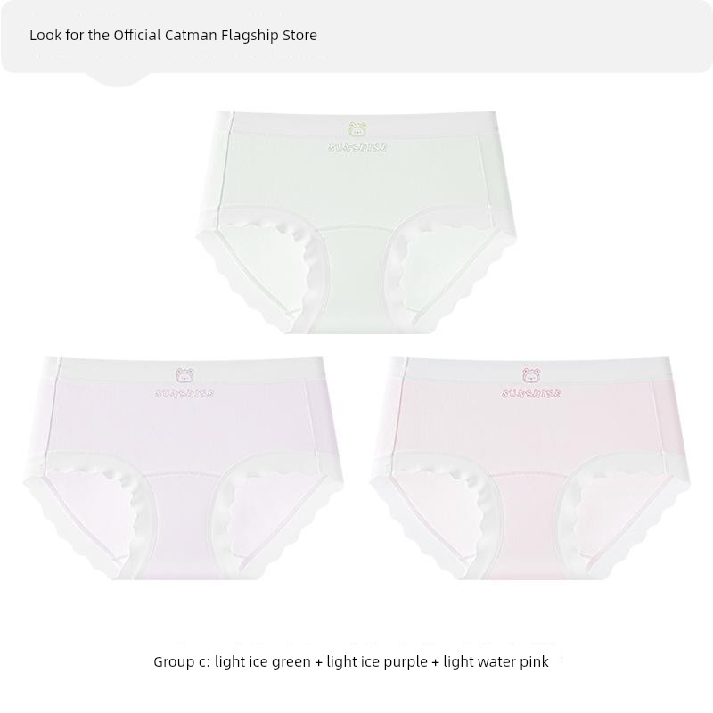 Catman Kidsren's Underwear for Girls and Babies, Category A, Summer Thin Style, for Middle and Large Kidsren in the Developmental Period, Antibacterial, — 1