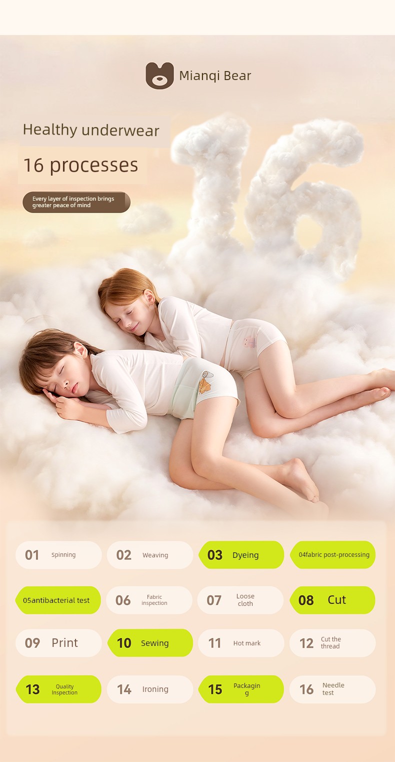 Pure Cotton Baby Not Clip Ass Girl Underwear — 19