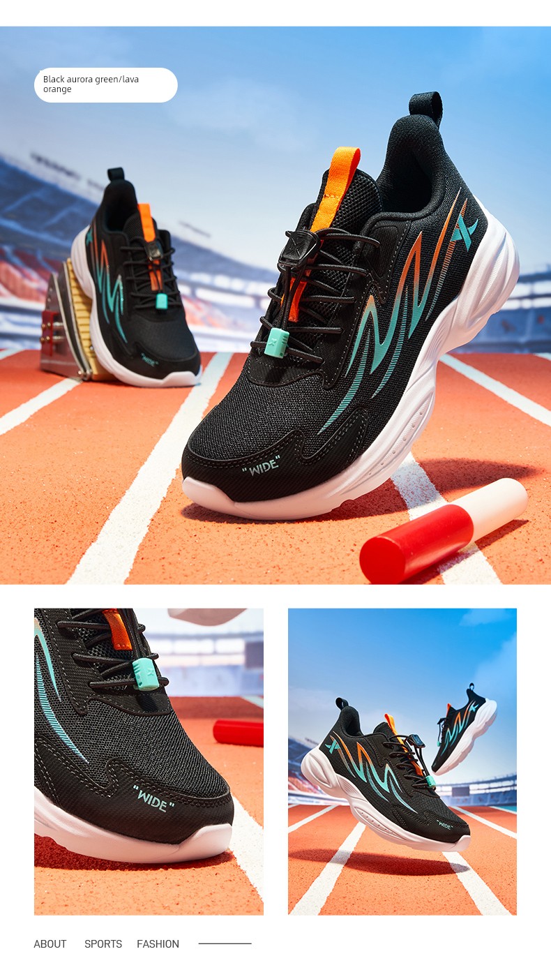 Xtep Children's Shoes Autumn New Model Boys' Sports Shoes with Buckle Breathable Mesh Running Shoes for Older Children Wide-Fit Shoes — 16
