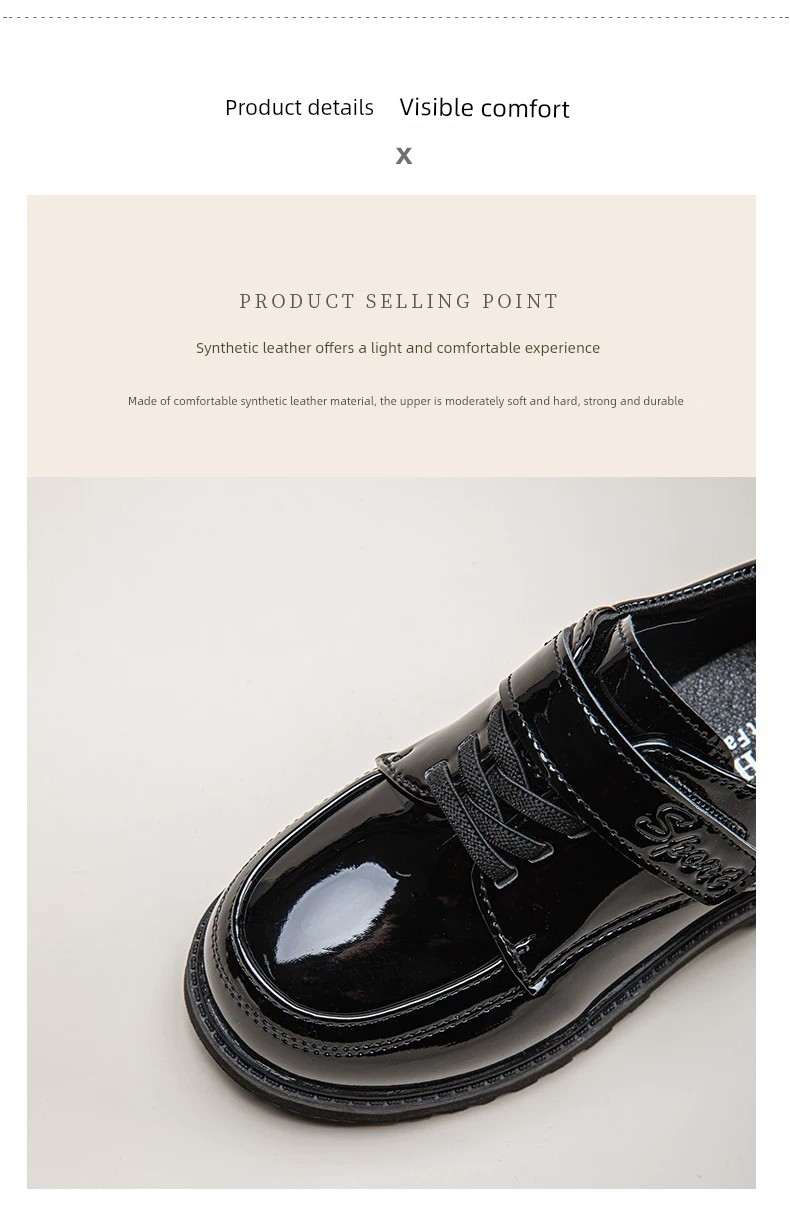 Boys' Black Leather Performance Shoes, Children's 2026 New Model, Comfortable Host-Style Shoes for Boys, Stylish and Comfortable for Long Standing — 9