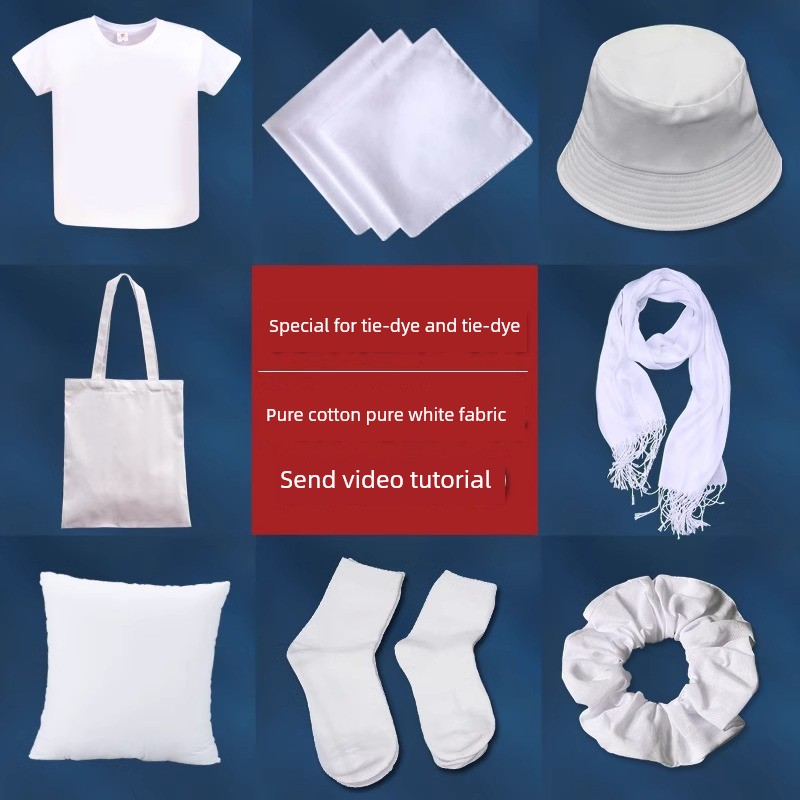 Tie-Dye Pure Cotton Square Scarf Handkerchief T-Shirt Handmade DIY Material Kit White Fabric Kindergarten Children's Tool Set